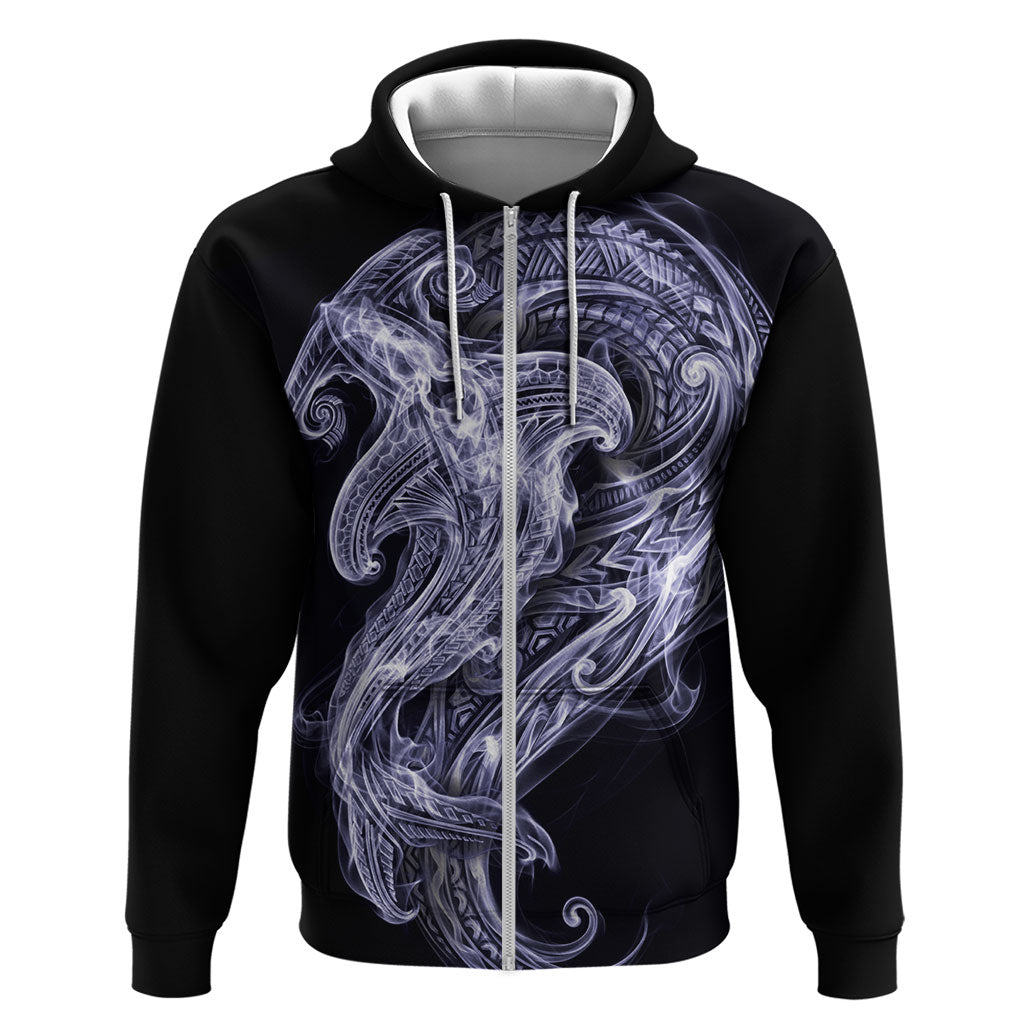 Kikorangi Maori Tribal Hammershark Ghost Spirit Zip Hoodie