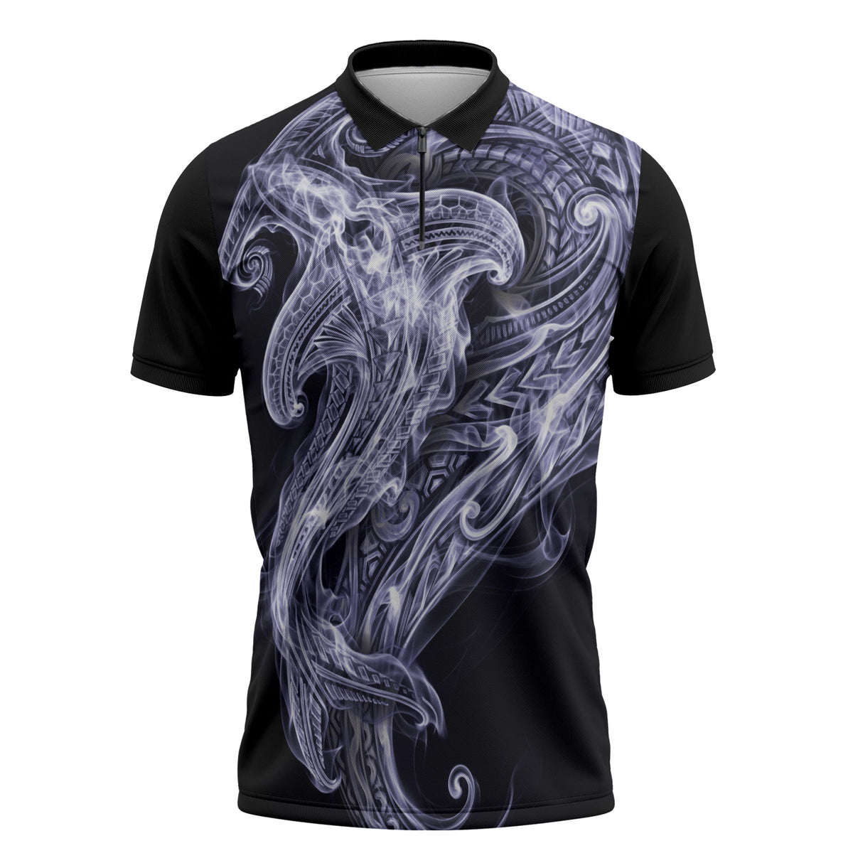 Kikorangi Maori Tribal Hammershark Ghost Spirit Zipper Polo Shirt