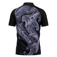 Kikorangi Maori Tribal Hammershark Ghost Spirit Zipper Polo Shirt