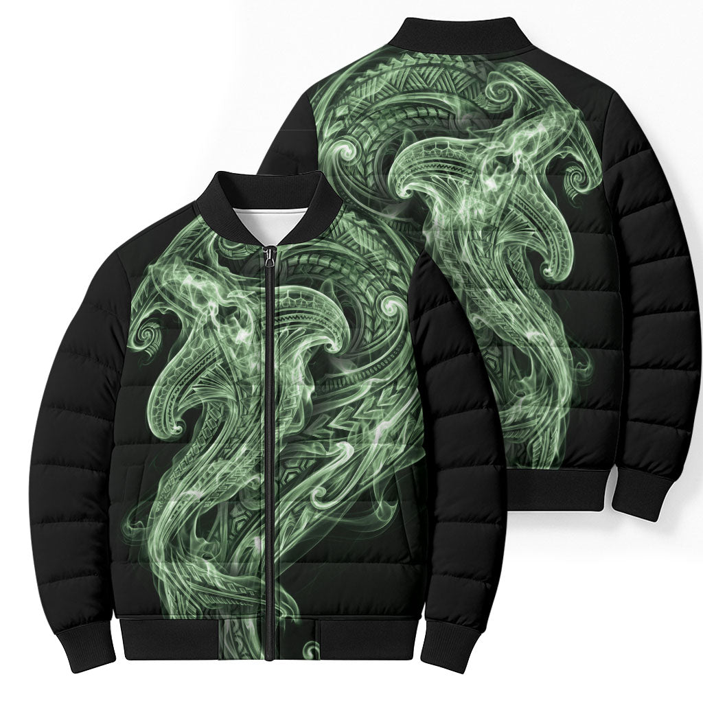Pounamu Maori Tribal Hammershark Ghost Spirit Bomber Puffer Jacket