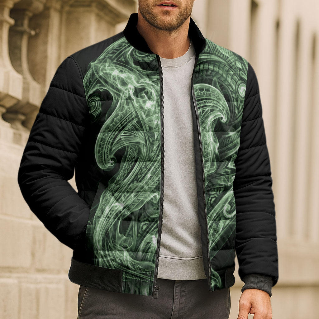 Pounamu Maori Tribal Hammershark Ghost Spirit Bomber Puffer Jacket