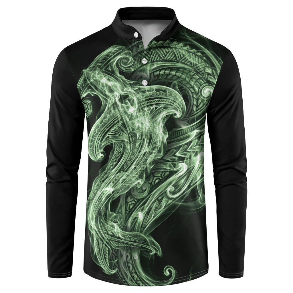 Pounamu Maori Tribal Hammershark Ghost Spirit Button Sweatshirt