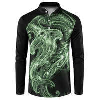 Pounamu Maori Tribal Hammershark Ghost Spirit Button Sweatshirt