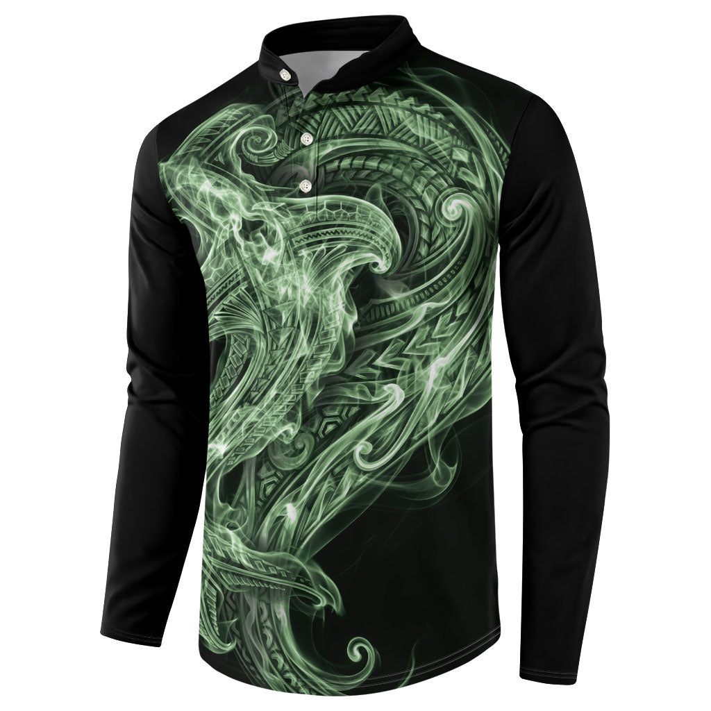 Pounamu Maori Tribal Hammershark Ghost Spirit Button Sweatshirt