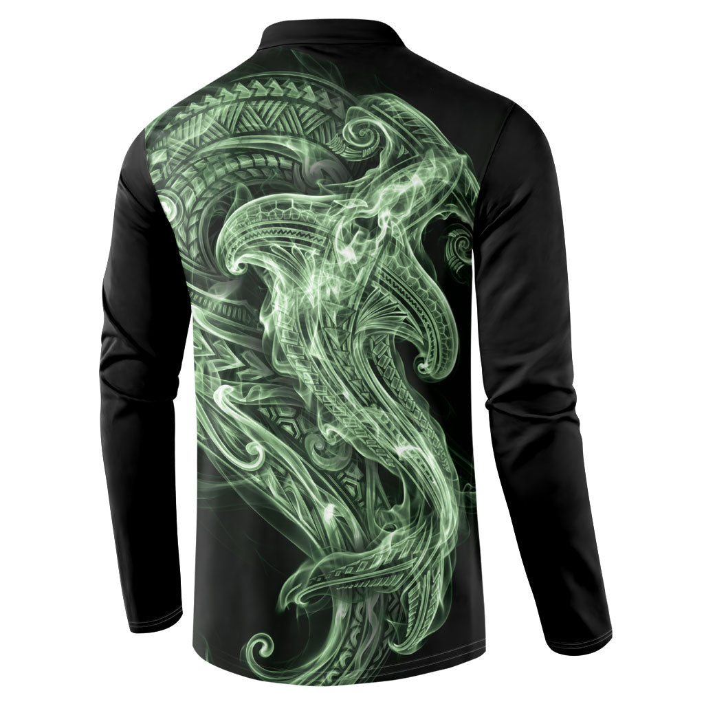 Pounamu Maori Tribal Hammershark Ghost Spirit Button Sweatshirt
