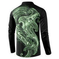Pounamu Maori Tribal Hammershark Ghost Spirit Button Sweatshirt