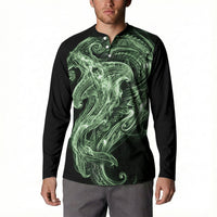 Pounamu Maori Tribal Hammershark Ghost Spirit Button Sweatshirt