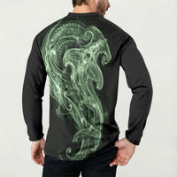 Pounamu Maori Tribal Hammershark Ghost Spirit Button Sweatshirt
