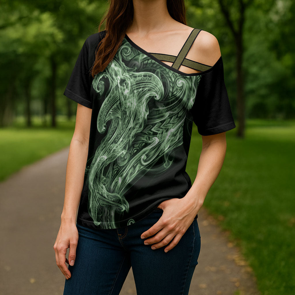 Pounamu Maori Tribal Hammershark Ghost Spirit Cross Shoulder Shirt
