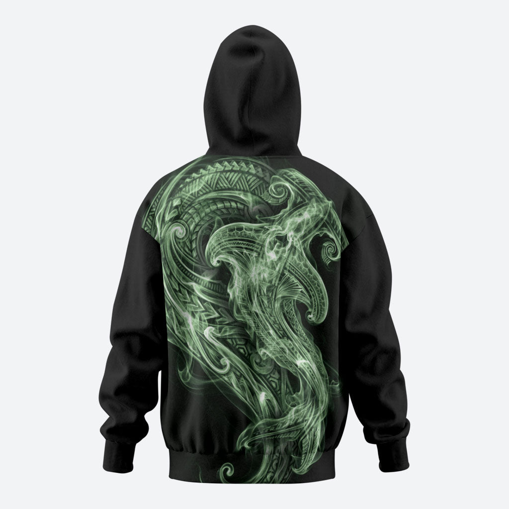 Pounamu Maori Tribal Hammershark Ghost Spirit Hoodie