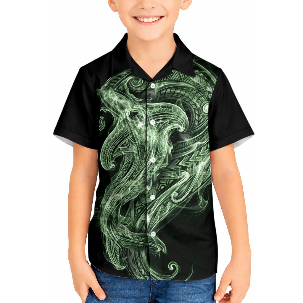 Pounamu Maori Tribal Hammershark Ghost Spirit Kid Hawaiian Shirt