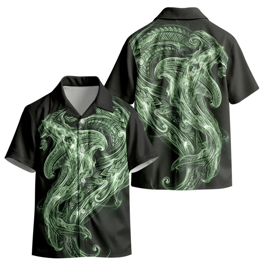 Pounamu Maori Tribal Hammershark Ghost Spirit Kid Hawaiian Shirt