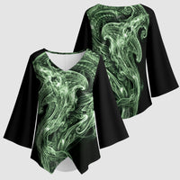 Pounamu Maori Tribal Hammershark Ghost Spirit Kimono Sleeve Blouse