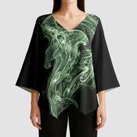 Pounamu Maori Tribal Hammershark Ghost Spirit Kimono Sleeve Blouse