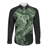 Pounamu Maori Tribal Hammershark Ghost Spirit Long Sleeve Button Shirt