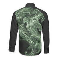 Pounamu Maori Tribal Hammershark Ghost Spirit Long Sleeve Button Shirt