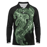 Pounamu Maori Tribal Hammershark Ghost Spirit Long Sleeve Polo Shirt