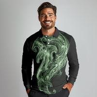 Pounamu Maori Tribal Hammershark Ghost Spirit Long Sleeve Polo Shirt