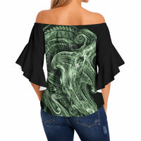 Pounamu Maori Tribal Hammershark Ghost Spirit Off Shoulder Wrap Waist Top