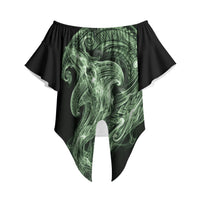 Pounamu Maori Tribal Hammershark Ghost Spirit Off Shoulder Wrap Waist Top