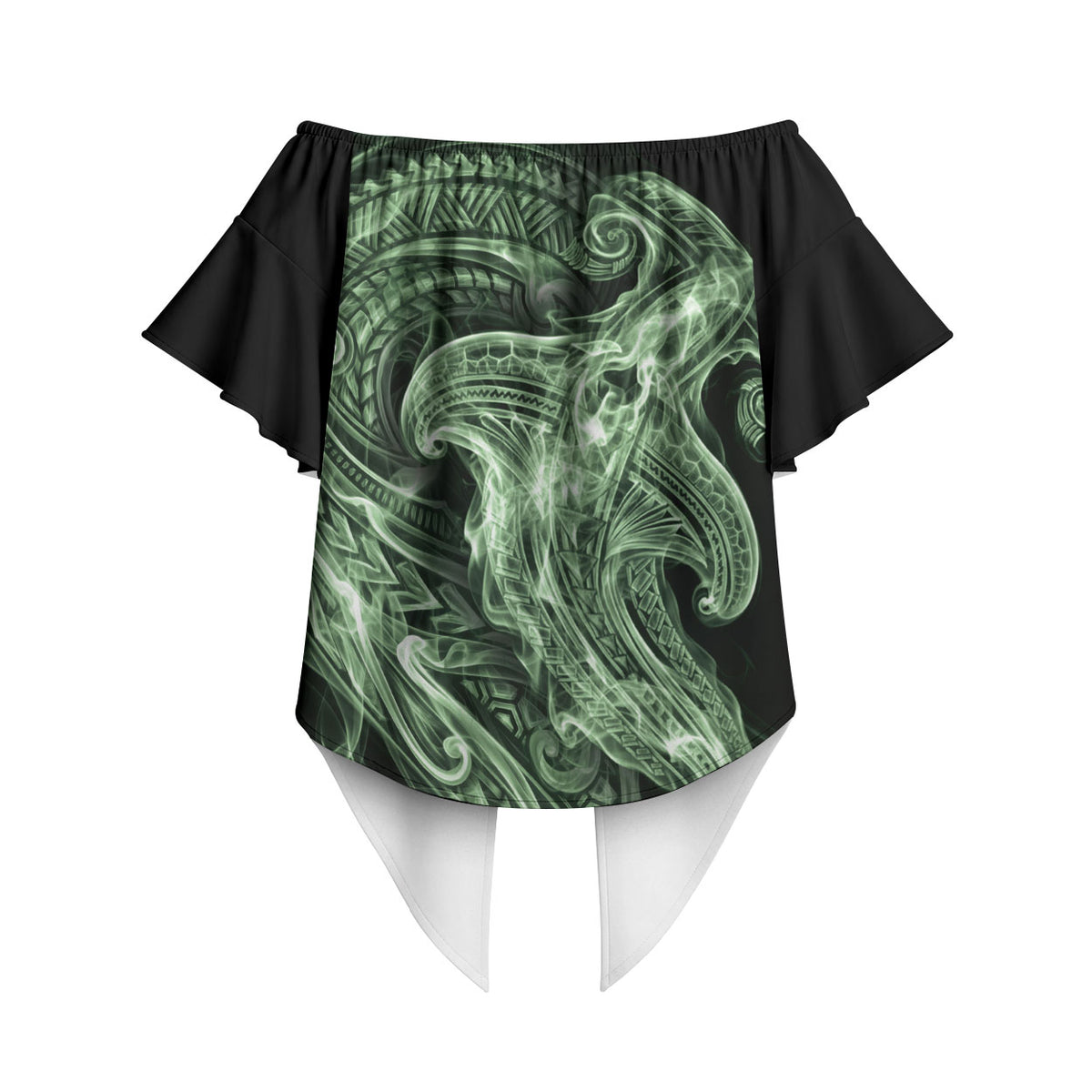 Pounamu Maori Tribal Hammershark Ghost Spirit Off Shoulder Wrap Waist Top