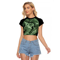Pounamu Maori Tribal Hammershark Ghost Spirit Raglan Cropped T Shirt