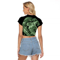 Pounamu Maori Tribal Hammershark Ghost Spirit Raglan Cropped T Shirt