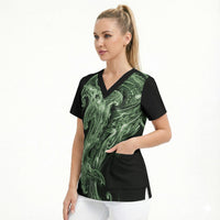 Pounamu Maori Tribal Hammershark Ghost Spirit Scrub Top