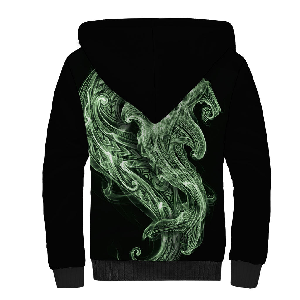 Pounamu Maori Tribal Hammershark Ghost Spirit Sherpa Hoodie