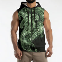 Pounamu Maori Tribal Hammershark Ghost Spirit Sleeveless Zip Hoodie