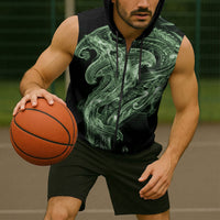 Pounamu Maori Tribal Hammershark Ghost Spirit Sleeveless Zip Hoodie