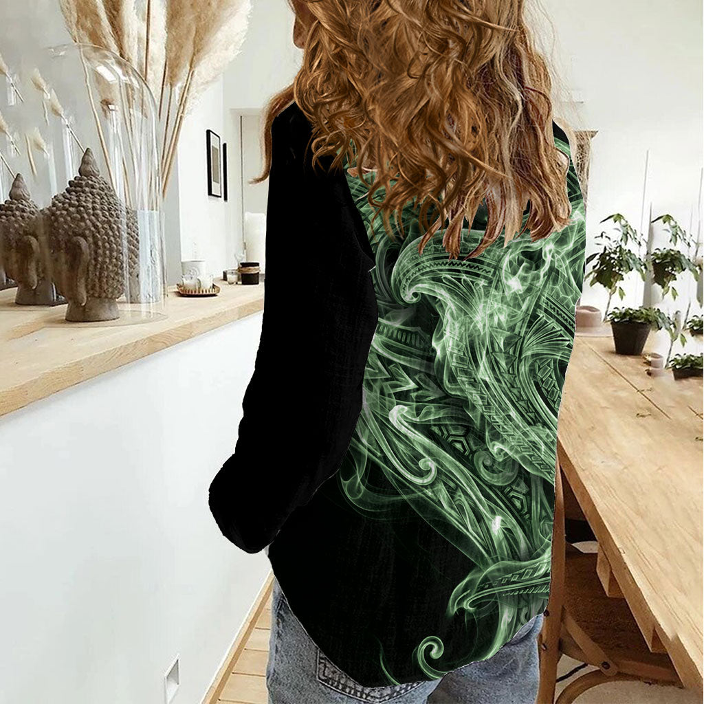 Pounamu Maori Tribal Hammershark Ghost Spirit Women Casual Shirt