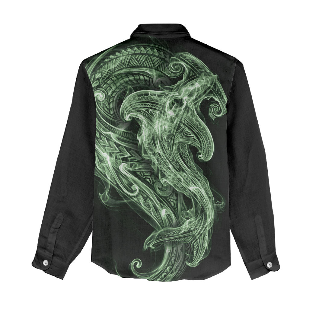 Pounamu Maori Tribal Hammershark Ghost Spirit Women Casual Shirt