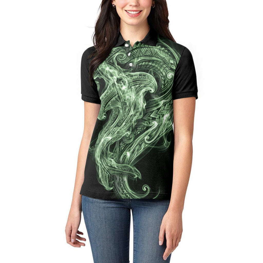 Pounamu Maori Tribal Hammershark Ghost Spirit Women Polo Shirt