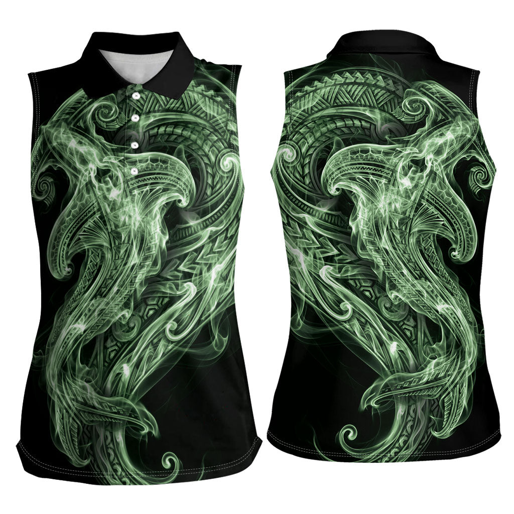 Pounamu Maori Tribal Hammershark Ghost Spirit Women Sleeveless Polo Shirt