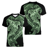 Pounamu Maori Tribal Hammershark Ghost Spirit Women V-Neck T-Shirt
