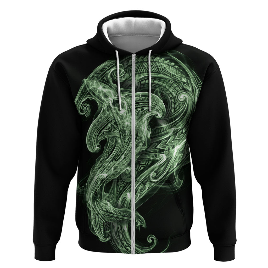 Pounamu Maori Tribal Hammershark Ghost Spirit Zip Hoodie