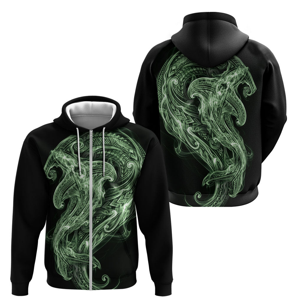 Pounamu Maori Tribal Hammershark Ghost Spirit Zip Hoodie