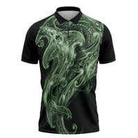 Pounamu Maori Tribal Hammershark Ghost Spirit Zipper Polo Shirt