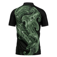 Pounamu Maori Tribal Hammershark Ghost Spirit Zipper Polo Shirt