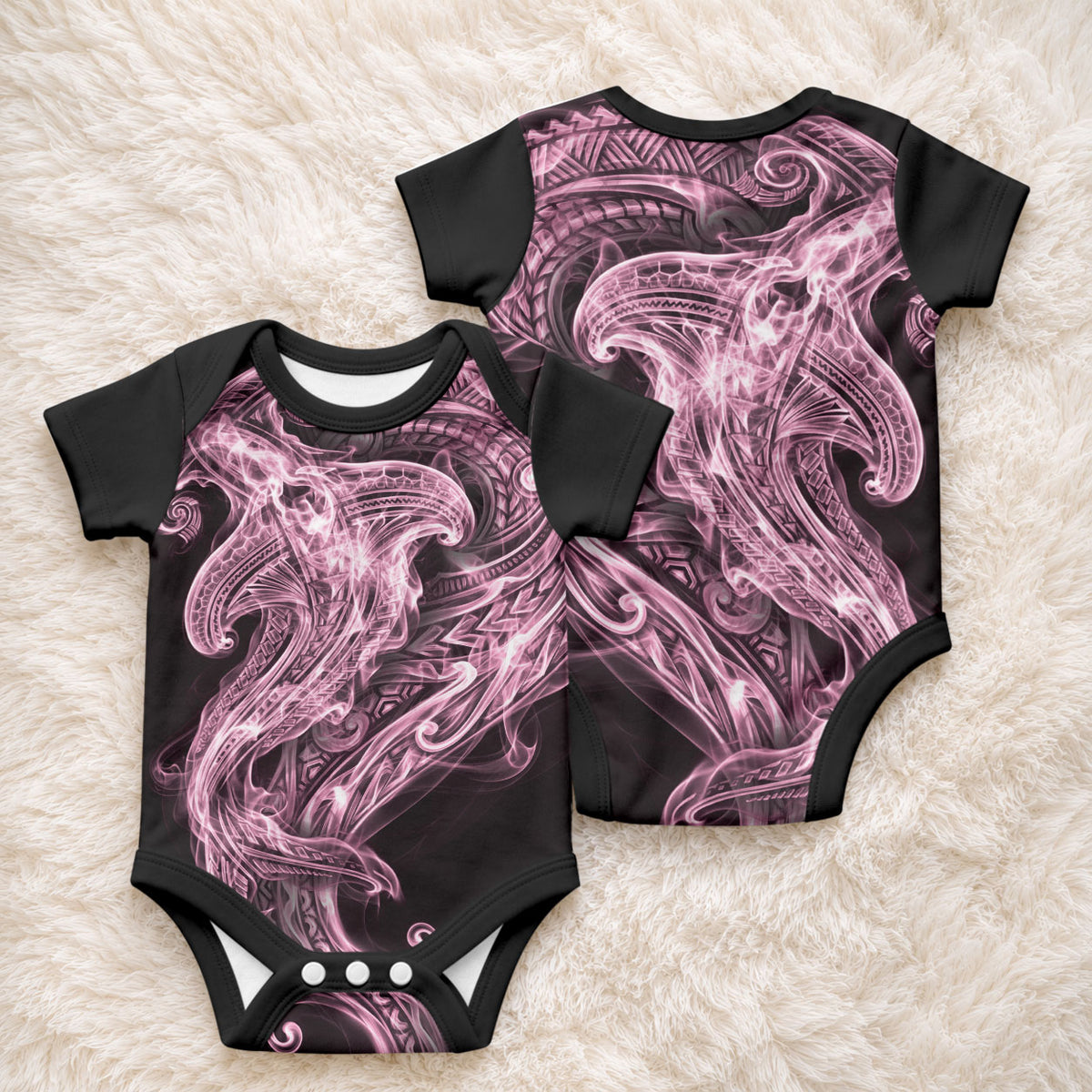 Mawhero Maori Tribal Hammershark Ghost Spirit Baby Onesie