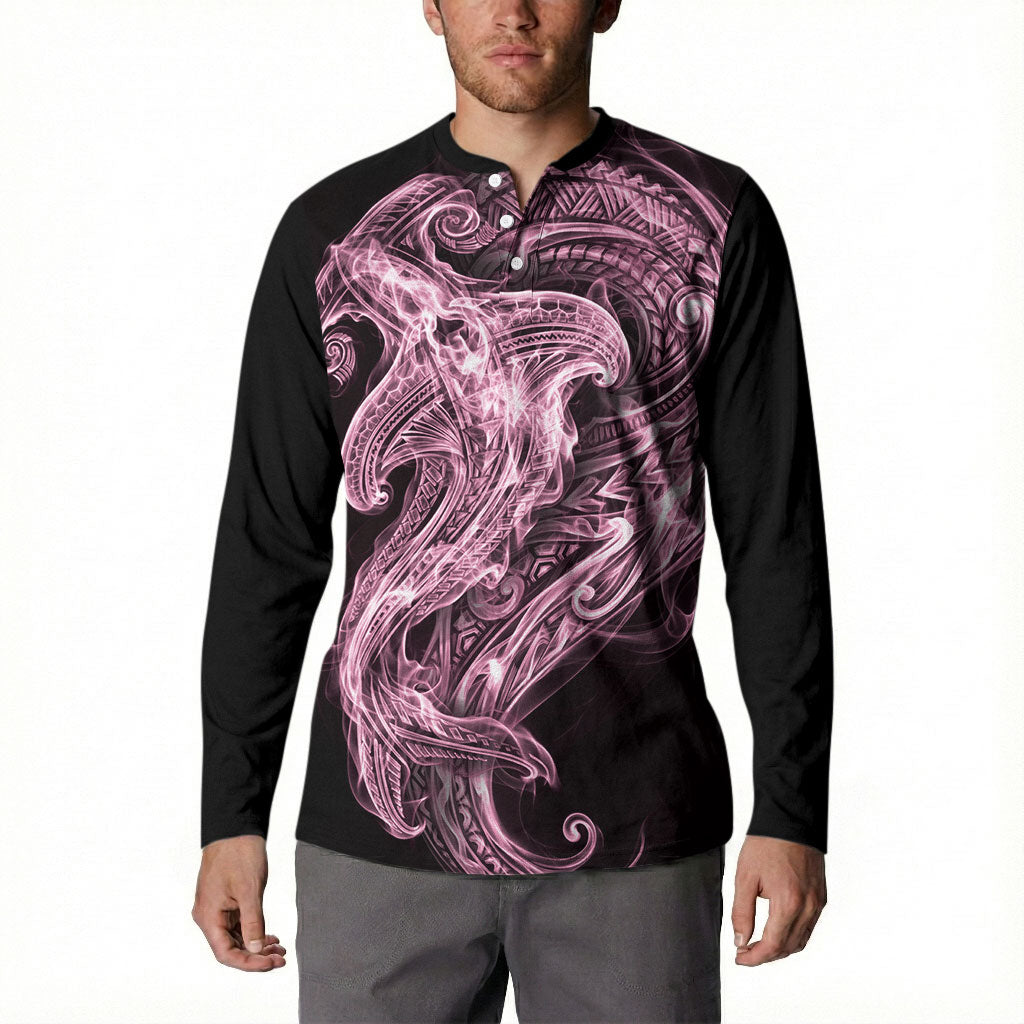 Mawhero Maori Tribal Hammershark Ghost Spirit Button Sweatshirt