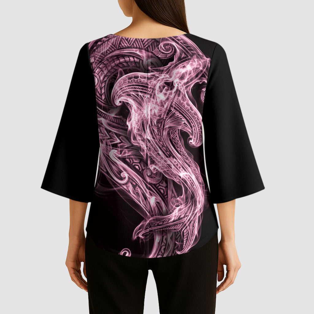 Mawhero Maori Tribal Hammershark Ghost Spirit Kimono Sleeve Blouse