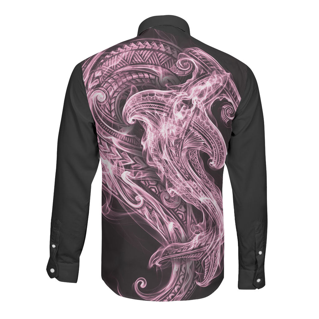 Mawhero Maori Tribal Hammershark Ghost Spirit Long Sleeve Button Shirt