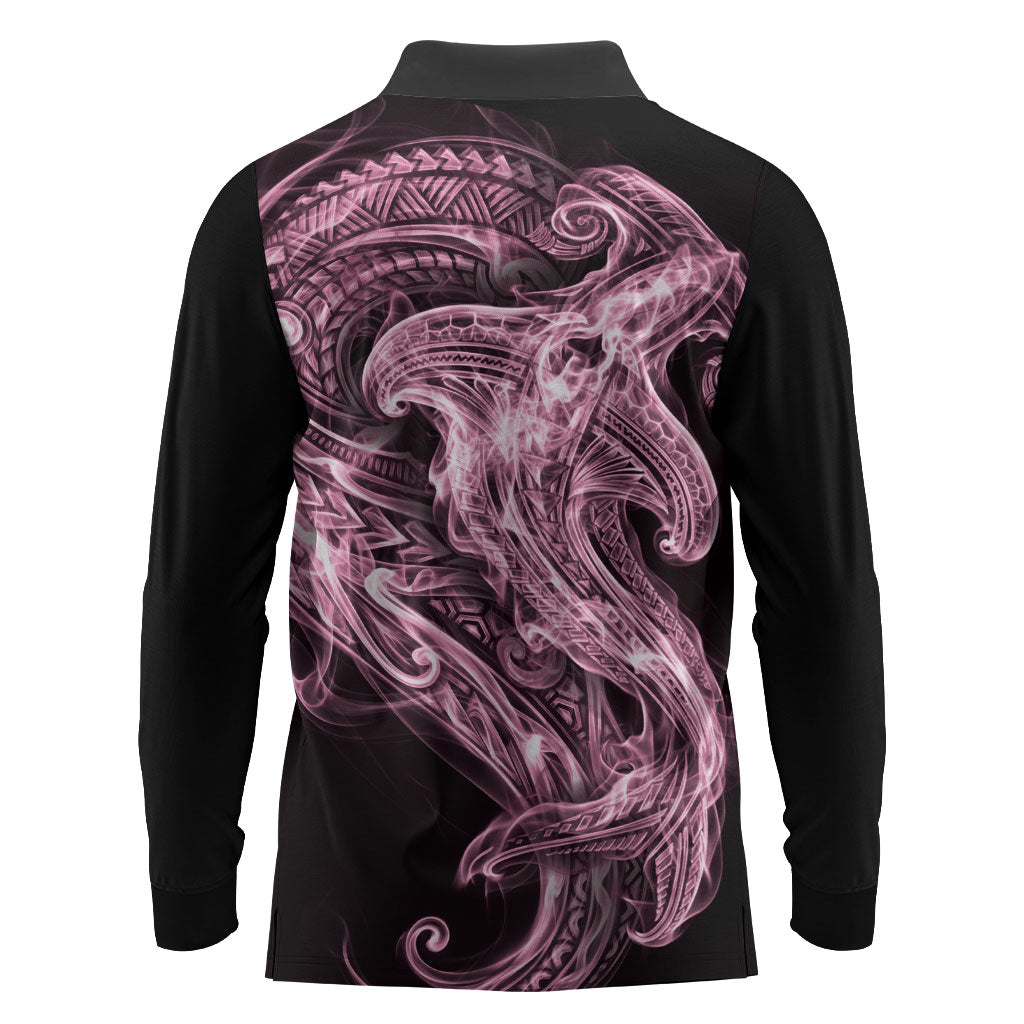 Mawhero Maori Tribal Hammershark Ghost Spirit Long Sleeve Polo Shirt