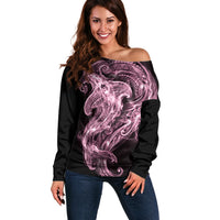 Mawhero Maori Tribal Hammershark Ghost Spirit Off Shoulder Sweater