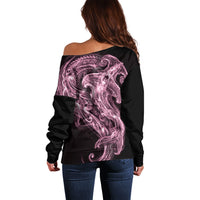 Mawhero Maori Tribal Hammershark Ghost Spirit Off Shoulder Sweater