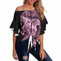 Mawhero Maori Tribal Hammershark Ghost Spirit Off Shoulder Wrap Waist Top