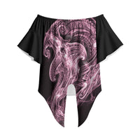 Mawhero Maori Tribal Hammershark Ghost Spirit Off Shoulder Wrap Waist Top