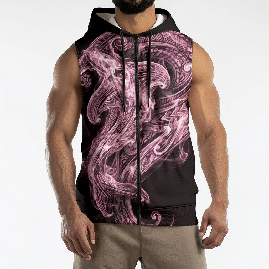 Mawhero Maori Tribal Hammershark Ghost Spirit Sleeveless Zip Hoodie